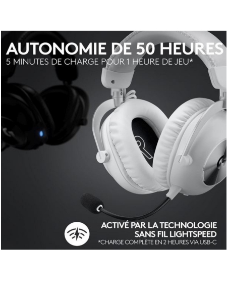 Casque gamer sans fil Logitech G Pro X 2 LIGHTSPEED  Blanc | Gaming Store Maroc