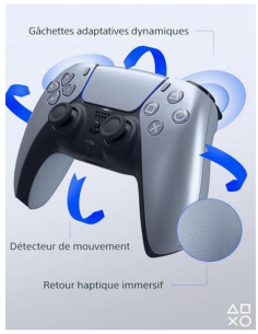 Manette PS5 DualSense Sterling Silver au Maroc | Officielle Sony 2