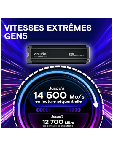 SSD Crucial T705 2To PCIe 5.0 avec dissipateur | Maroc