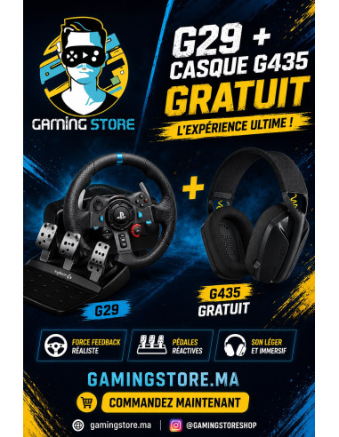 Volant Logitech G29 + Casque Logitech G435 Sans Fil | PS5 PS4 PC Maroc